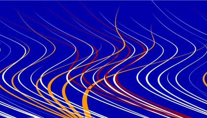 Fondo azul con líneas onduladas rojas, marrones y blancas de formas abstractos © Menorcaevo