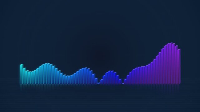 Abstract audio waveform spectrum with blue and green gradient on dark background
