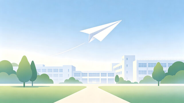 Teacher day paper plane campus illustration background