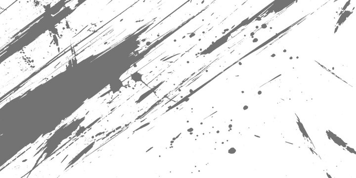 Abstract black and gray paint strokes slashing diagonally across a white background, grunge texture, high contrast, minimalistic monochrome texture design.	