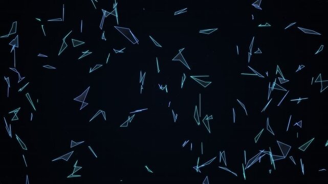 Abstract geometric shapes floating on a dark background