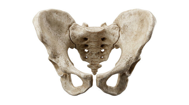 Human pelvis bone skeletal anatomy front view isolated