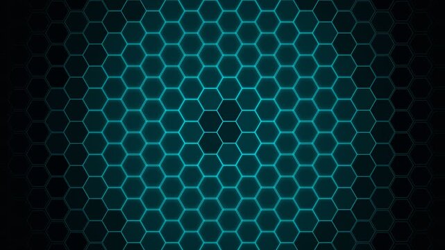 Abstract geometric pattern with glowing hexagonal core on dark teal