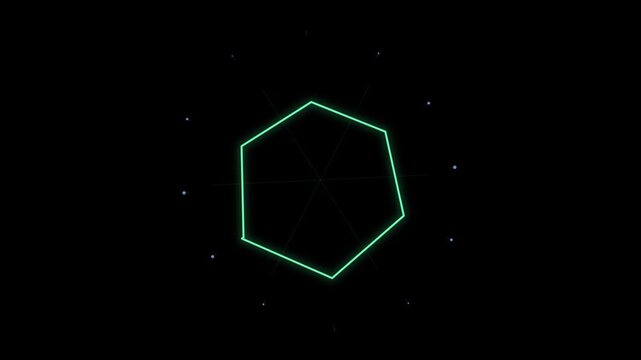 Animated glowing radar chart displaying data with changing geometric shape on black