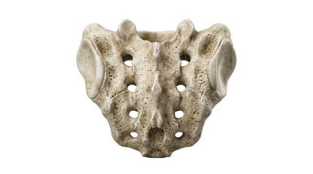 Human sacrum bone anatomy posterior view isolated