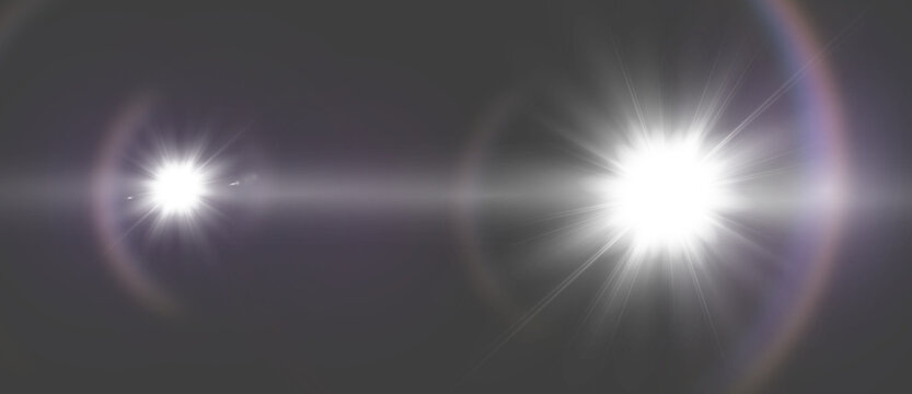 White crystal lens flare overlay with rainbow effect on soft background