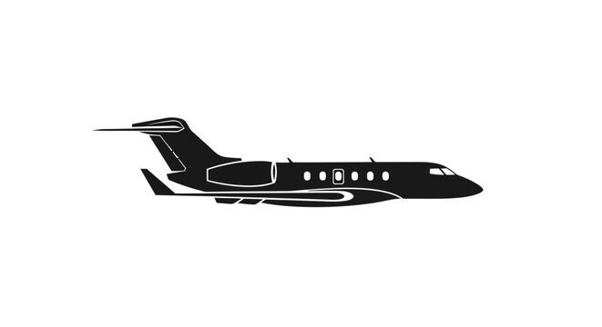 Private Jet Silhouette Vector Illustration