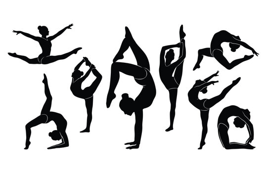 Artistic Gymnastics and Contortionist Female Silhouettes Collection