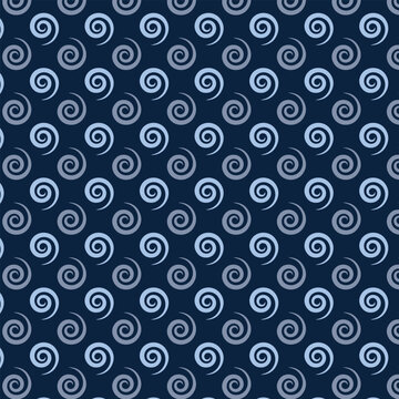 Seamless Indigo Shweshwe Pattern with Traditional Geometric Spirals