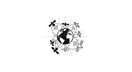 Fototapeta premium Global Satellite Communication Network Vector Illustration