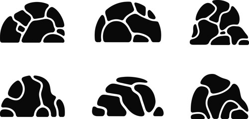 Rock stone pile silhouette icon vector set boulder mound hill © Naimur creativehouse