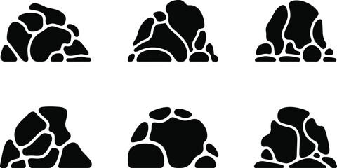 Rock stone pile silhouette icon vector set boulder mound hill © Naimur creativehouse