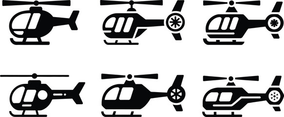 Helicopter icon set vector black flat copter chopper sign fly © Naimur creativehouse