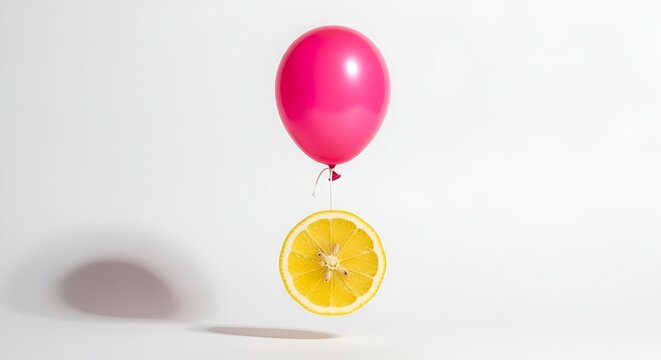 Pink balloon with lemon slice attached