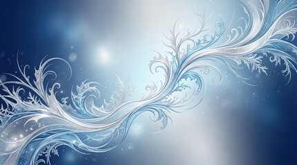 Naklejka premium First Day of Winter (USA/Canada) Abstract background design Abstract blue and white decorative swirl patterns with floral elements