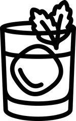 Minimalist Hand-Drawn Cocktail with Ice and Mint Leaves © Domboancok
