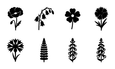 Botanical Silhouettes Collection: Elegant Floral Icons, Wildflower Vector Art, Garden Plant Graphics © Ashfaq