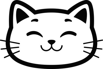Happy Cat Face Icon Vector Illustration - Cute Smiling Feline Head © Hanzcoli