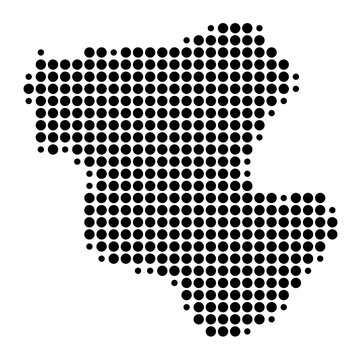 Symbol Map of the City Erevan (Armenia) showing the area with a pattern of black circles