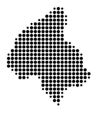 Symbol Map of the District Lerik (Azerbaijan) showing the area with a pattern of black circles