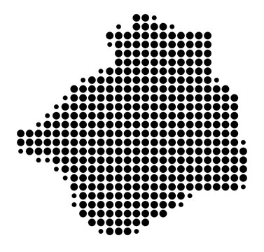 Symbol Map of the District Masallı (Azerbaijan) showing the area with a pattern of black circles