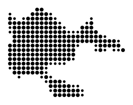 Symbol Map of Doboj (Republic Srpska) showing the area with a pattern of black circles