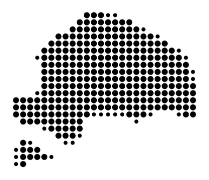 Symbol Map of Sarajevo-romanija (Republic Srpska) showing the area with a pattern of black circles
