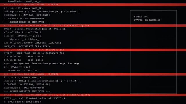 System Override Terminal Display with Software Hack Concept Code