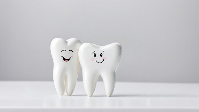 Adorable Tooth Figurines Symbolizing Healthy Smiles and Daily Dental Hygiene Care