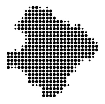 Symbol Map of the Province Razgrad (Bulgaria) showing the area with a pattern of black circles