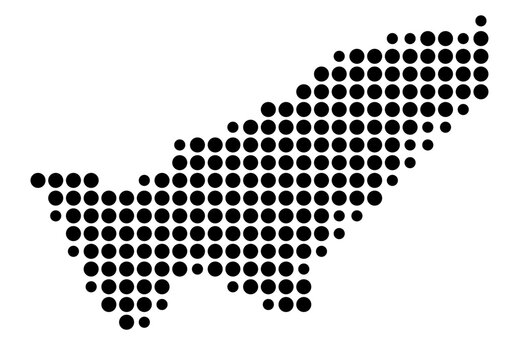 Symbol Map of the Department Pando (Bolivia) showing the area with a pattern of black circles