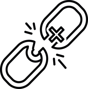 Broken chain link icon representing disconnection and negative thought