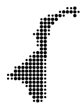 Symbol Map of the District South Abaco (The Bahamas) showing the area with a pattern of black circles