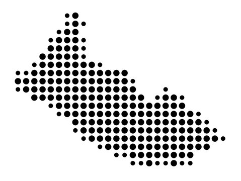 Symbol Map of the Intendancy Caqueta (Colombia) showing the area with a pattern of black circles