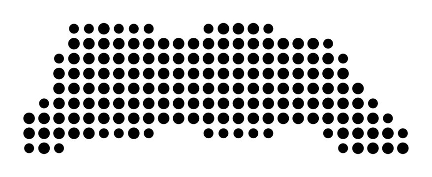 Symbol Map of the Intendancy Arauca (Colombia) showing the area with a pattern of black circles