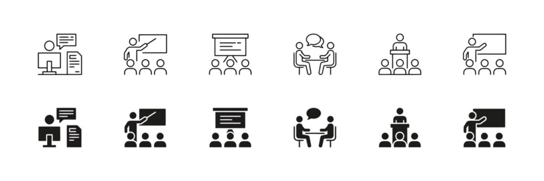 presentation icon pack lecture training and communication