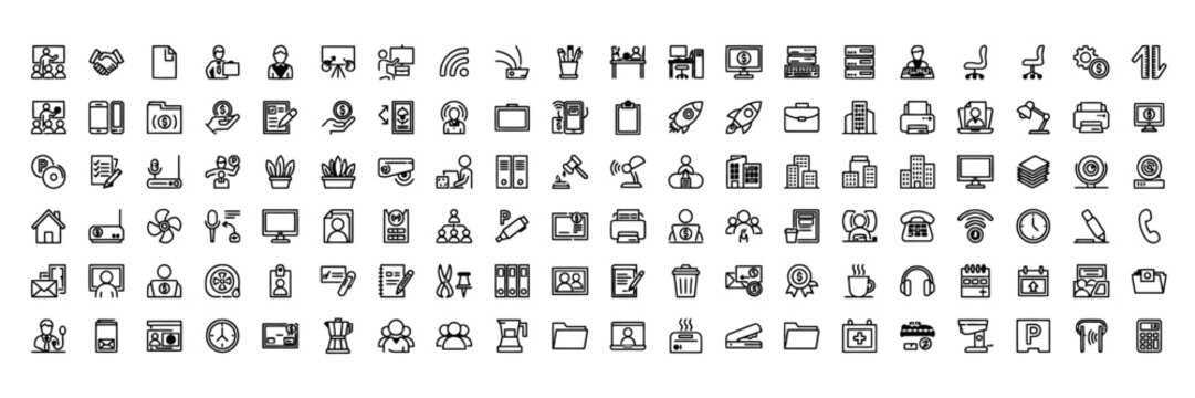 icon office business vector outline set for productivity and workflow