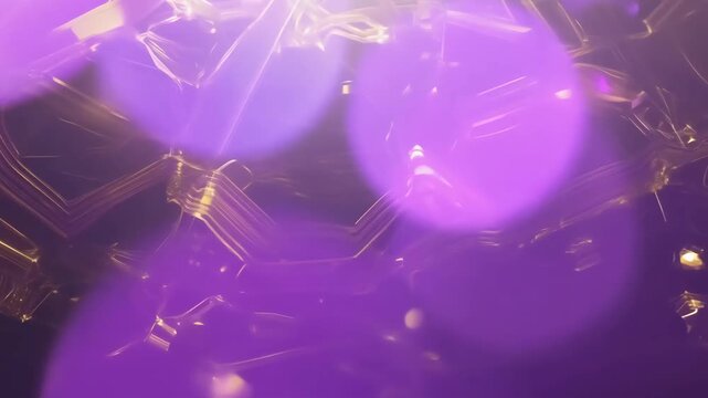  "Elegant gold array landscape with soft purple bokeh in a seamless looping background "