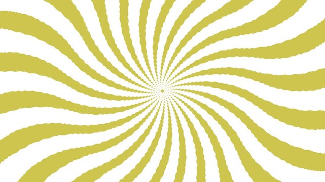 Hypnotic yellow and white optical illusion background creates a mind-bending motion spiral, Sunburst rotating animation background 4k loop