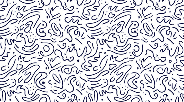 Abstract Hand Drawn Scribble Pattern with Seamless Organic Shapes and Artistic Doodles for Minimalist Modern Texture Design