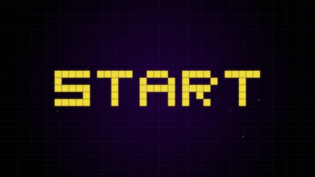Retro 8-Bit Yellow Pixel Start Screen Text