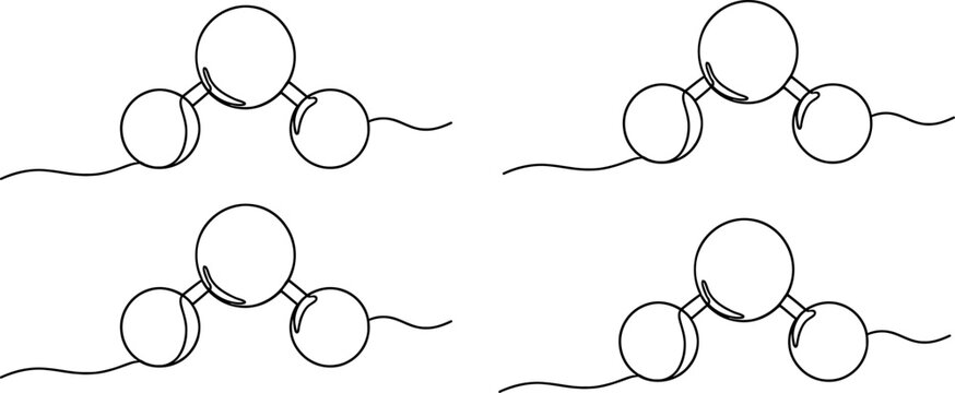 Continuous line drawing Molecular structures, chemistry icons, science illustrations, line art graphics