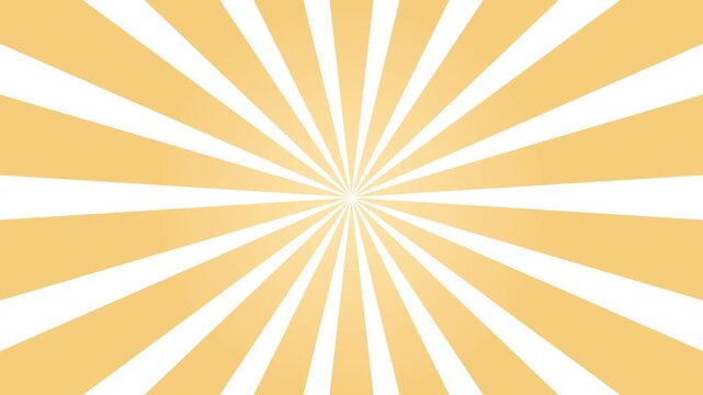 Abstract sunburst background animation with alternating orange and white stripes for design project, dynamic sunburst motion background with radiating stripes, sunburst rotating animation background 
