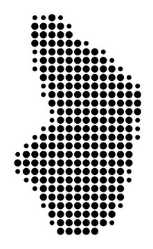 Symbol Map of the Urban county Erd (Hungary) showing the area with a pattern of black circles