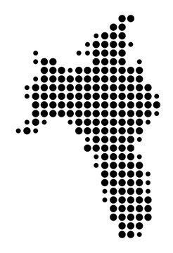 Symbol Map of the County Roscommon (Ireland) showing the area with a pattern of black circles