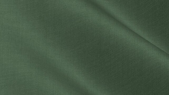 Premium Sage Green Twill Wool Fabric draping in elegant waves of sophisticated olive tone and smooth diagonal weave texture for tailored garments