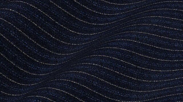 Italian Navy Blue Pinstripe Wool Fabric flowing in classic corporate waves of dark background and tailored vertical stripes for premium business suits