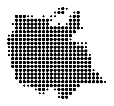 Symbol Map of the Province East Azarbaijan (Iran) showing the area with a pattern of black circles