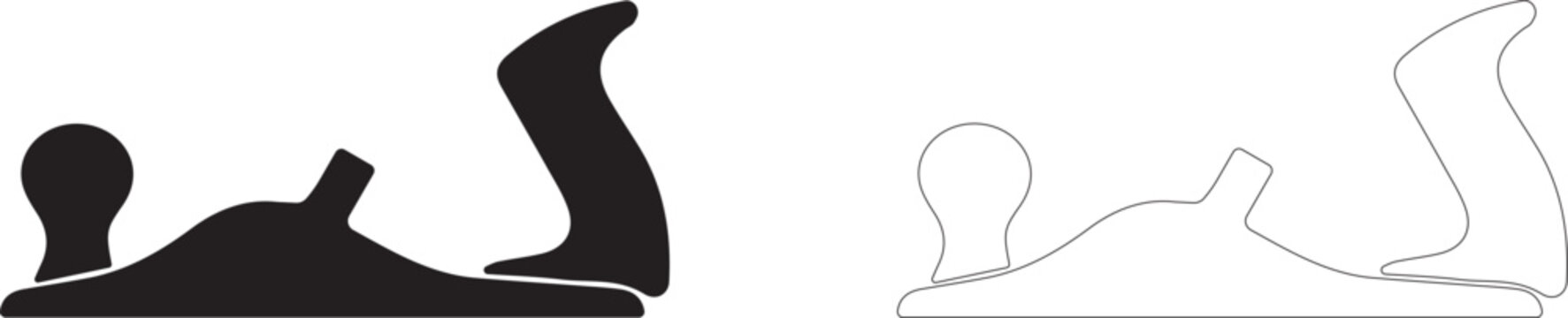 Hand plane vector icon, woodworking planer symbol, traditional carpentry tool and artisan manufacturing.