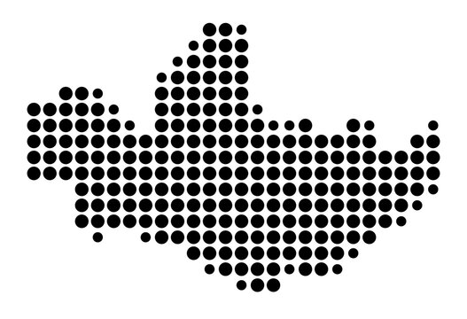 Symbol Map of the Province Monza e Brianza (Italy) showing the area with a pattern of black circles